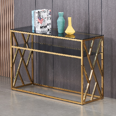gianna gold console/hall table with shelf 