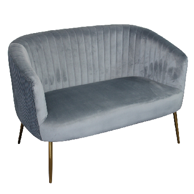 perla velvet upholstered fluted back 2 seater armchair - spruce 