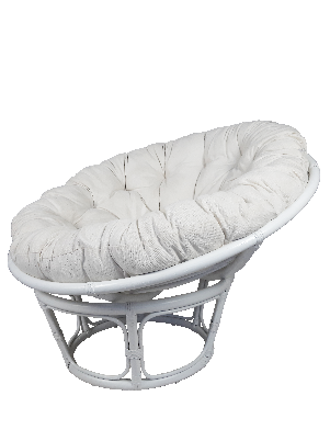 papasan rattan chair with cushion - white 