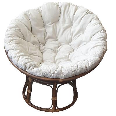 papasan rattan chair with cushion - brown 
