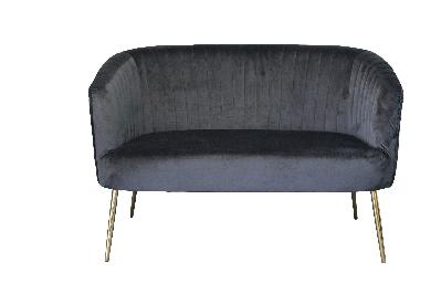 perla velvet upholstered fluted back 2 seater armchair - black 
