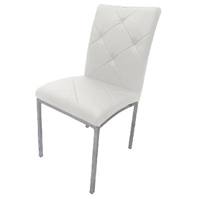 morgan dining chair -white faux leather/chrome