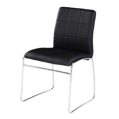 coogee dining chair with square stitch design in black with chrome base 