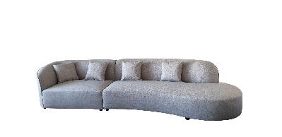 willoughby sectional chaise upholstered in in domus fabric - steel 