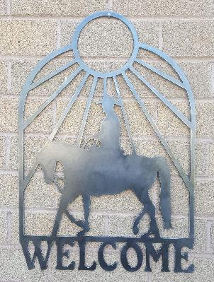 horse rider welcome sign 