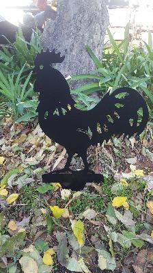 rooster garden stake 