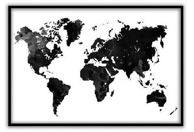 world map black small 50x70cm / gold 