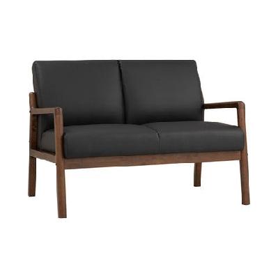 mendo 2 seater lounge seater - black and walnut 