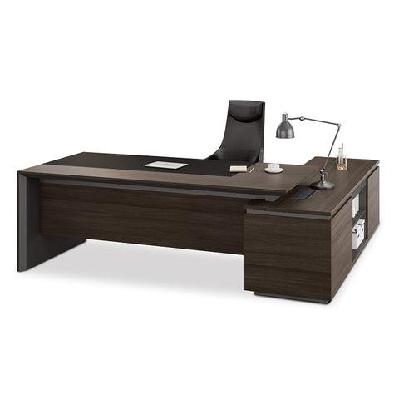 carter executive office desk with left return 2.2m - coffee and grey