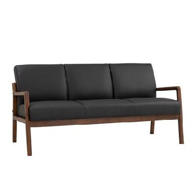 mendo 3 seater lounge seater - black and walnut 