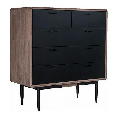 binder tall sideboard 140cm acacia solid wood / solid timber - sandblast and black 