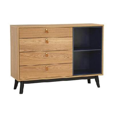 castor sideboard 125cm - natural, navy blue and black 