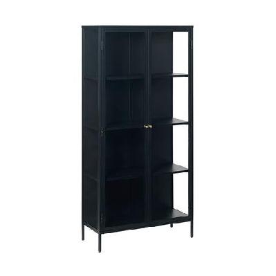 carmel 2 door glass display cabinet 90x190cm - black 