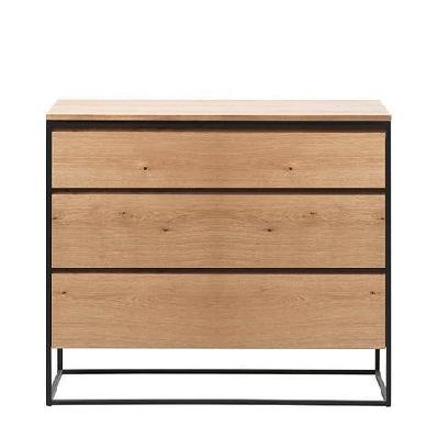rivoli chest of 3 drawers - natural oak / black 
