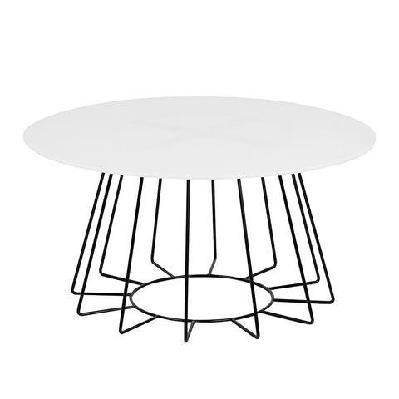 cyrus glass coffee table 80cm - white and black 