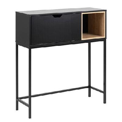 batley study desk console 91.5cm - black and natural 