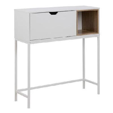 batley study desk console 91.5cm - white and natural 