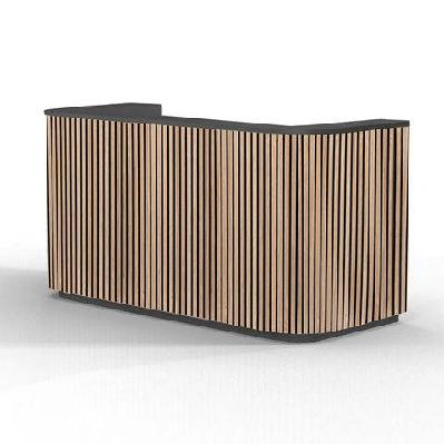 halo reception desk 180cm - oak / black on black