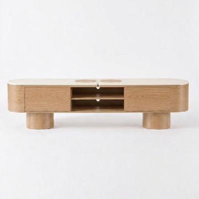 silvan 210cm entertainment tv unit with micro-cement top -  oak