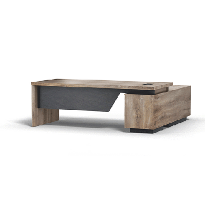 balder executive desk with left return 1.8-2.0m - warm oak and black