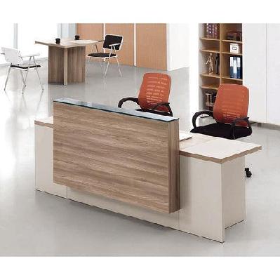conelli reception desk¬ 2.4m - light walnut 