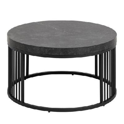strington round coffee table 65cm - black