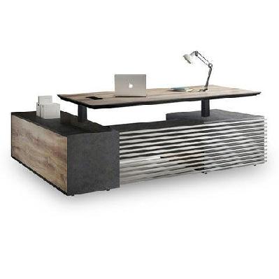phoenix 2.0 - sit stand electric lift executive desk with right return 2.8m - warm oak and black - corner 
