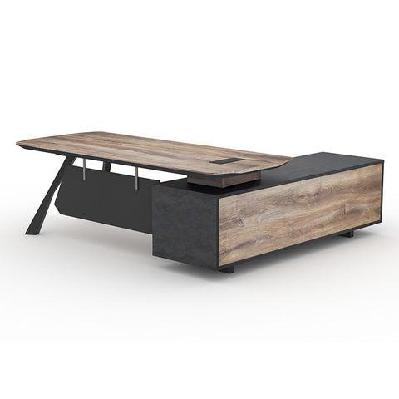 easton executive desk with left return 2.2m - warm oak and black - corner 