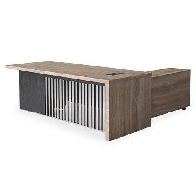 aftan executive desk with pedestal and left mobile return 1.8m - warm oak and black - corner 