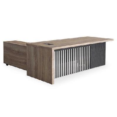 aftan executive desk with pedestal and right mobile return 1.8m - warm oak and black - corner 