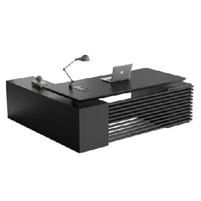 phoenix black executive desk with right return 2.2m - black concrete 