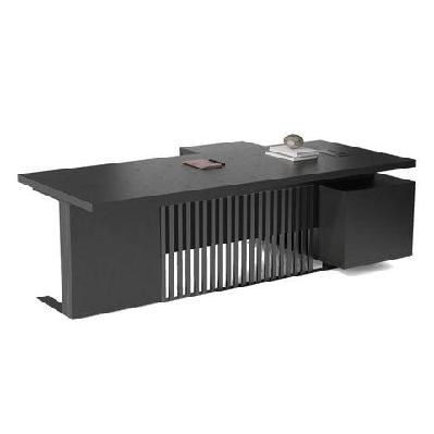 daxton black executive desk with left return 200cm - black concrete 
