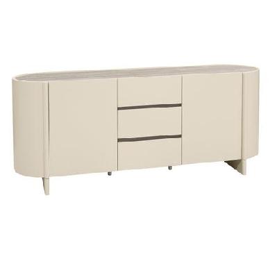 eclipse 180cm sideboard with a travertine look top - ivory
