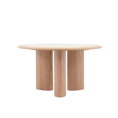 layson dining table 136cm - white and natural 