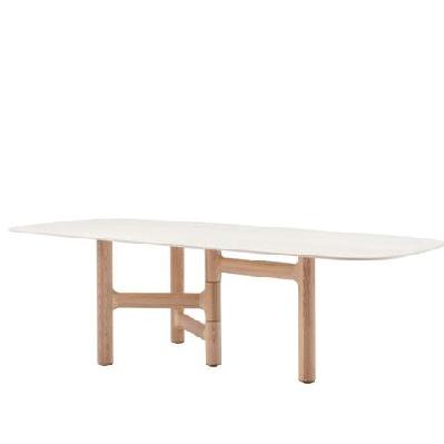 zandy dining table 250cm - white and natural 