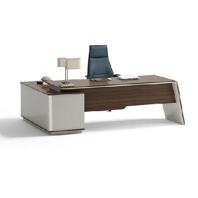 anders executive desk reversible return 2.4m - hazelnut and beige