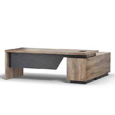 balder executive desk with left return 2.2-2.4m - warm oak and black