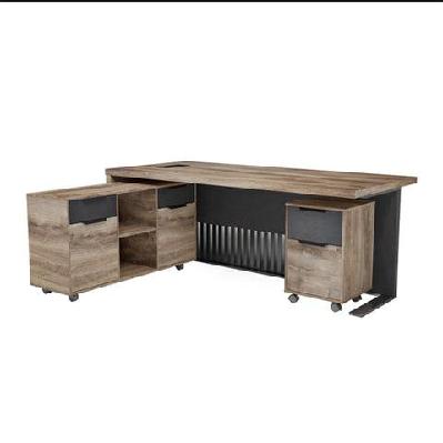 aftan black hawk limited edition - executive desk pedestal and left mobile return 180cm - warm oak andblack 9 