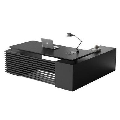 phoenix black executive desk with left return 2.2m - black concrete 
