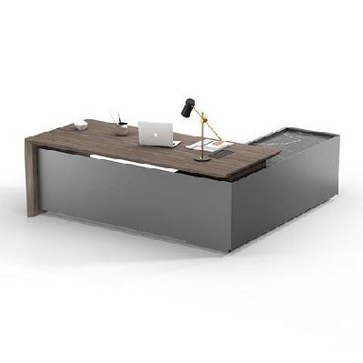 armando executive desk 220cm left return - hazelnut and grey - corner 