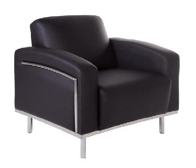 sienna lounge one seater chrome frame pu black 