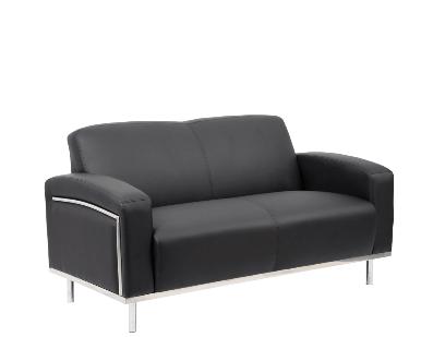 sienna lounge two seater chrome frame pu black 