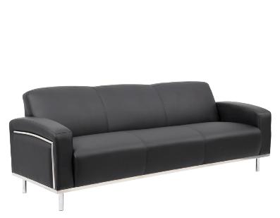 sienna lounge three seater chrome frame pu black 