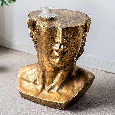 golden bust side table