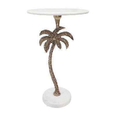 legant side table – marble top, palm carved base