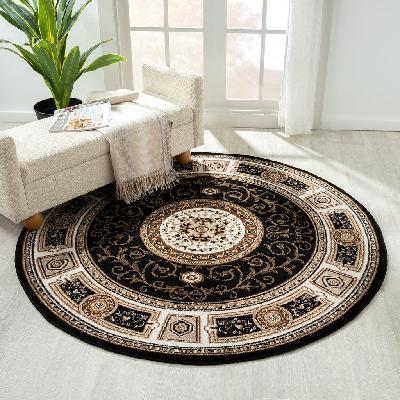 estate 511 black designer rug 160x160 cm round 