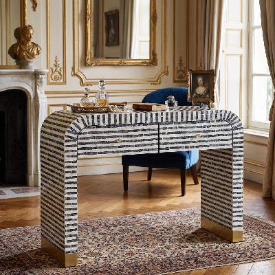 eclipse wave mother of pearl hand inlay console
