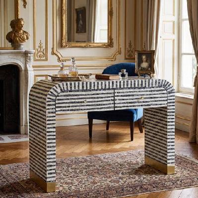 eclipse wave mother of pearl hand inlay console