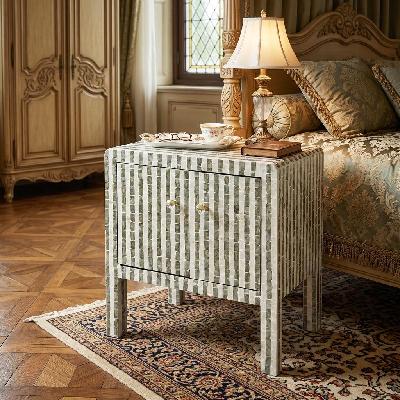 curved hand inlay mother of pearl bedside table 
