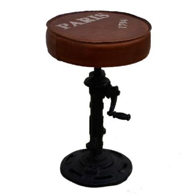paris brown leather bar stool